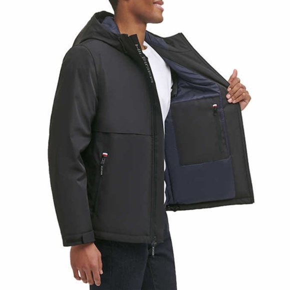 Men's Performance Hooded BLACK Jacket Tommy Hilfiger - Picture 4 of 7
